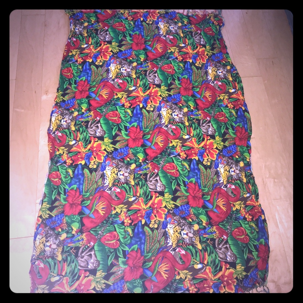 Beach blanket/sarong. Jewel toned jungle print
